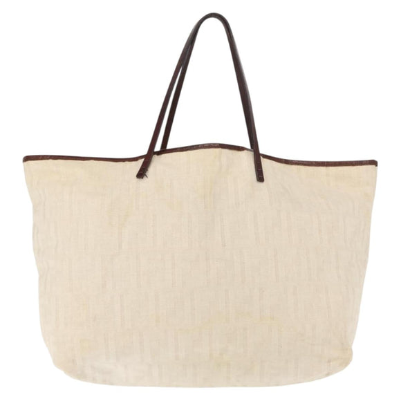 FENDI Zucca Canvas Tote Bag Beige Auth 148003