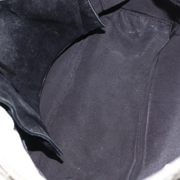 CHANEL Choco Bar Camellia Chain Tote Bag Canvas Gray Silver CC Auth 148029