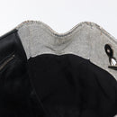 CHANEL Choco Bar Camellia Chain Tote Bag Canvas Gray Silver CC Auth 148029-17