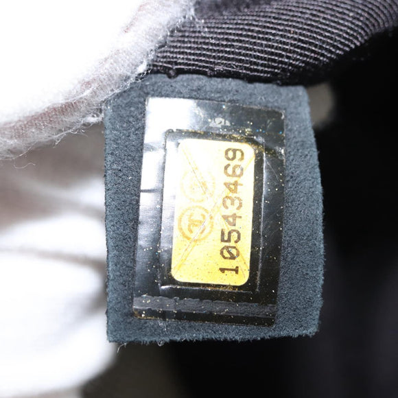 CHANEL Choco Bar Camellia Chain Tote Bag Canvas Gray Silver CC Auth 148029