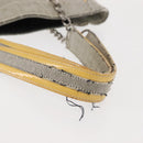 CHANEL Choco Bar Camellia Chain Tote Bag Canvas Gray Silver CC Auth 148029-8