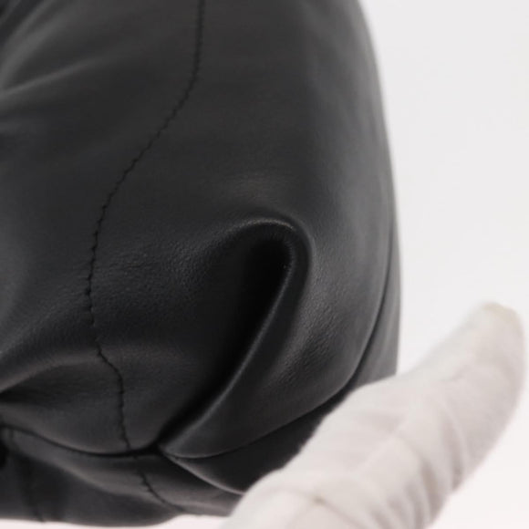 Salvatore Ferragamo Gancini Hand Bag Leather 2way Black Gold Auth 148032