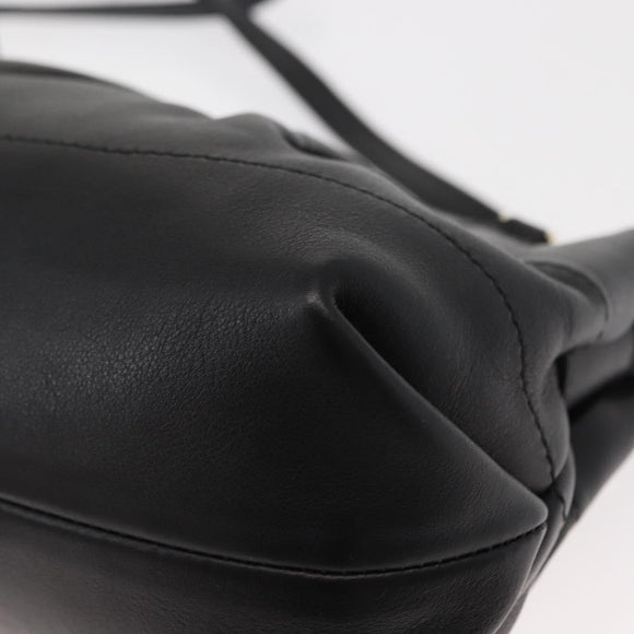 Salvatore Ferragamo Gancini Hand Bag Leather 2way Black Gold Auth 148032