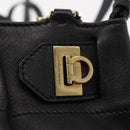 Salvatore Ferragamo Gancini Hand Bag Leather 2way Black Gold Auth 148032-18
