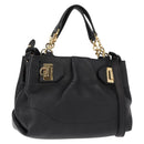 Salvatore Ferragamo Gancini Hand Bag Leather 2way Black Gold Auth 148032-1