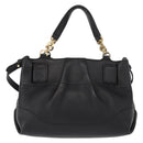 Salvatore Ferragamo Gancini Hand Bag Leather 2way Black Gold Auth 148032-2
