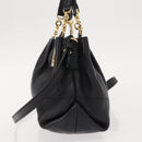Salvatore Ferragamo Gancini Hand Bag Leather 2way Black Gold Auth 148032-3