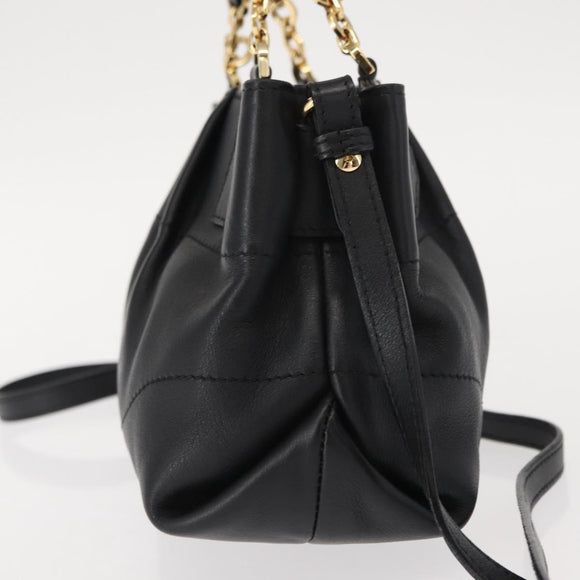 Salvatore Ferragamo Gancini Hand Bag Leather 2way Black Gold Auth 148032