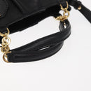 Salvatore Ferragamo Gancini Hand Bag Leather 2way Black Gold Auth 148032-7