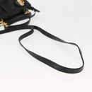 Salvatore Ferragamo Gancini Hand Bag Leather 2way Black Gold Auth 148032-9