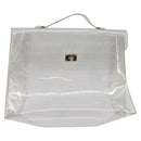 HERMES Vinyl Kelly Hand Bag Clear Auth 148034-1