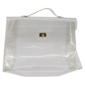 HERMES Vinyl Kelly Hand Bag Clear Auth 148034