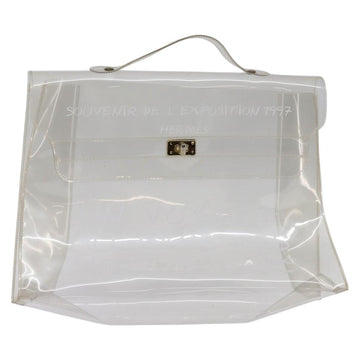 HERMES Vinyl Kelly Hand Bag Clear Auth 148034
