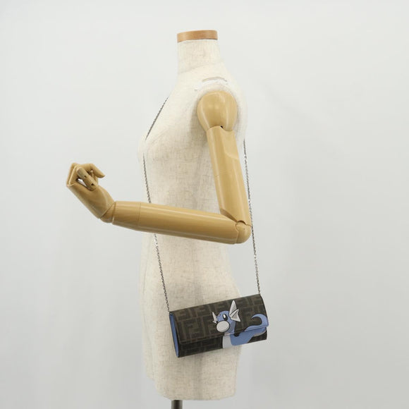 FENDI FRGMT x POKÉMON Wallet Zucca Canvas Shoulder Bag Black Auth 148040SM