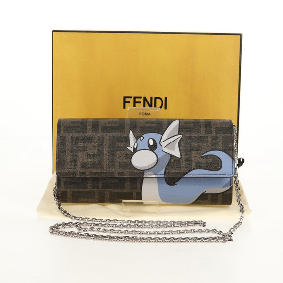 FENDI FRGMT x POKÉMON Wallet Zucca Canvas Shoulder Bag Black Auth 148040SM