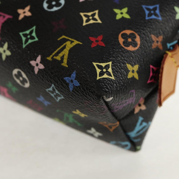 LOUIS VUITTON Multicolor Pochette Cosmetic Pouch Black M47355 LV Auth 148042A