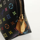 LOUIS VUITTON Multicolor Pochette Cosmetic Pouch Black M47355 LV Auth 148042A-8