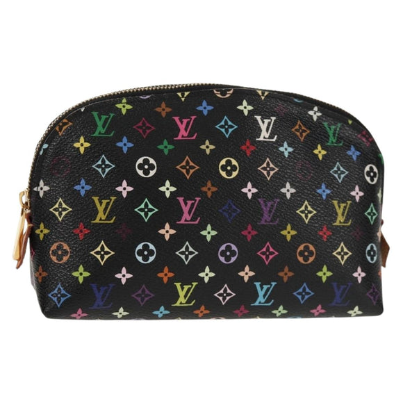 LOUIS VUITTON Multicolor Pochette Cosmetic Pouch Black M47355 LV Auth 148042A