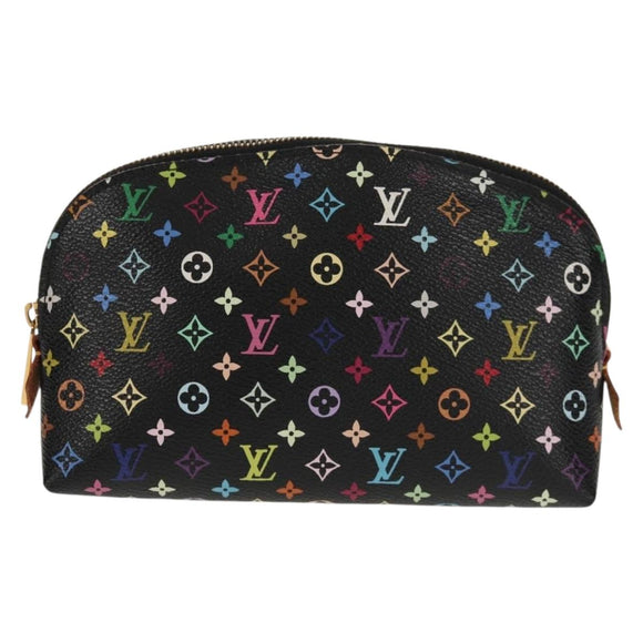 LOUIS VUITTON Multicolor Pochette Cosmetic Pouch Black M47355 LV Auth 148042A