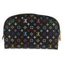 LOUIS VUITTON Multicolor Pochette Cosmetic Pouch Black M47355 LV Auth 148042A-2