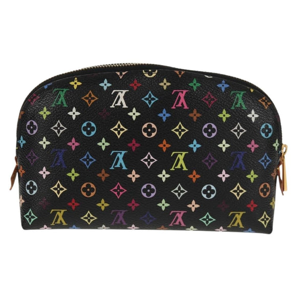 LOUIS VUITTON Multicolor Pochette Cosmetic Pouch Black M47355 LV Auth 148042A