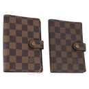 LOUIS VUITTON Damier Ebene Agenda PM Day Planner Cover 2Set R20700 Auth 148073-1