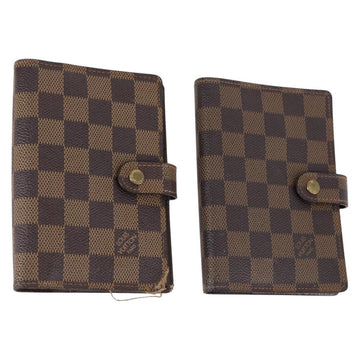 LOUIS VUITTON Damier Ebene Agenda PM Day Planner Cover 2Set R20700 Auth 148073