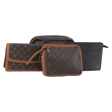 LOUIS VUITTON Epi Monogram Clutch Bag 4Set Black LV Auth 148075