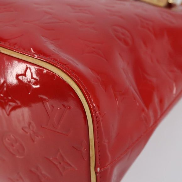LOUIS VUITTON Monogram Vernis Houston Hand Bag Red M91092 LV Auth 148133