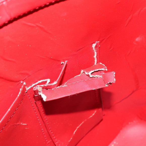 LOUIS VUITTON Monogram Vernis Houston Hand Bag Red M91092 LV Auth 148133