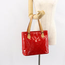 LOUIS VUITTON Monogram Vernis Houston Hand Bag Red M91092 LV Auth 148133-26