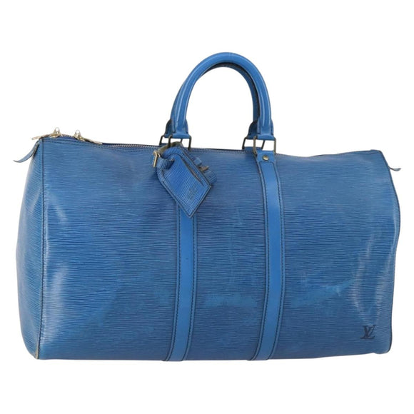 LOUIS VUITTON Epi Keepall 45 Boston Bag Blue M42975 LV Auth 148140