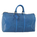 LOUIS VUITTON Epi Keepall 45 Boston Bag Blue M42975 LV Auth 148140A-1