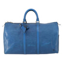 LOUIS VUITTON Epi Keepall 45 Boston Bag Blue M42975 LV Auth 148140A-13