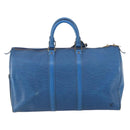 LOUIS VUITTON Epi Keepall 45 Boston Bag Blue M42975 LV Auth 148140-2