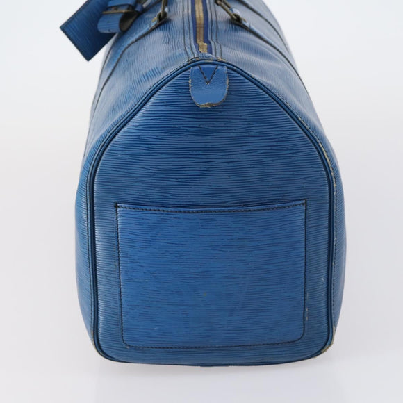 LOUIS VUITTON Epi Keepall 45 Boston Bag Blue M42975 LV Auth 148140