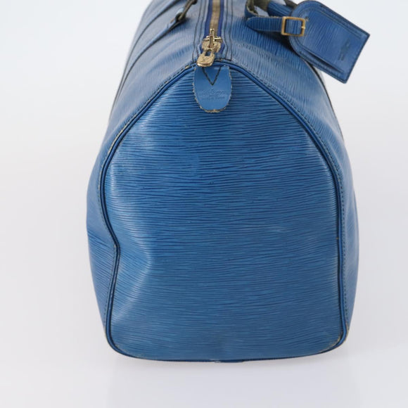 LOUIS VUITTON Epi Keepall 45 Boston Bag Blue M42975 LV Auth 148140