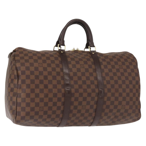 LOUIS VUITTON Damier Ebene Keepall 50 Boston Bag N41427 LV Auth 148143