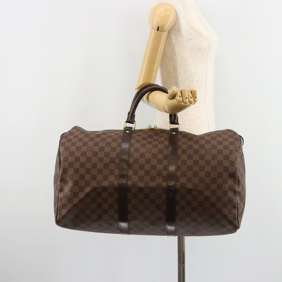 LOUIS VUITTON Damier Ebene Keepall 50 Boston tas N41427 LV Auth 148143