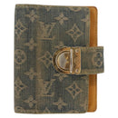 LOUIS VUITTON Monogram Denim Agenda PM Day Planner Cover Blue R20010 Auth 148155-13