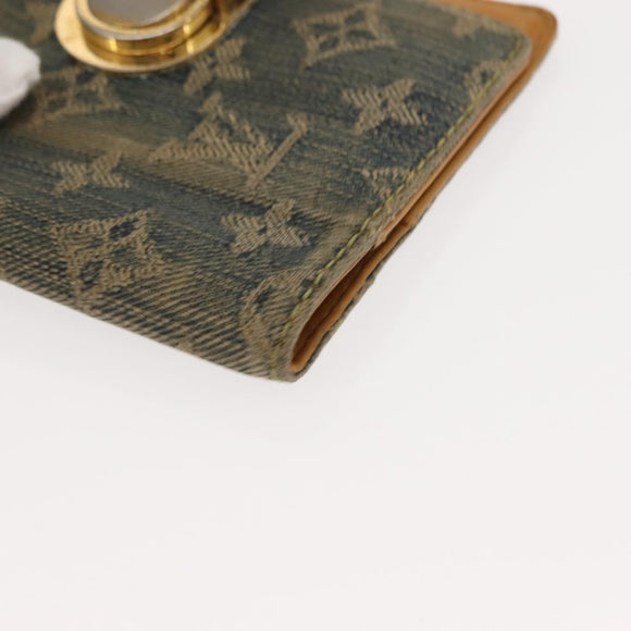 LOUIS VUITTON Monogram Denim Agenda PM Day Planner Cover Blue R20010 Auth 148155