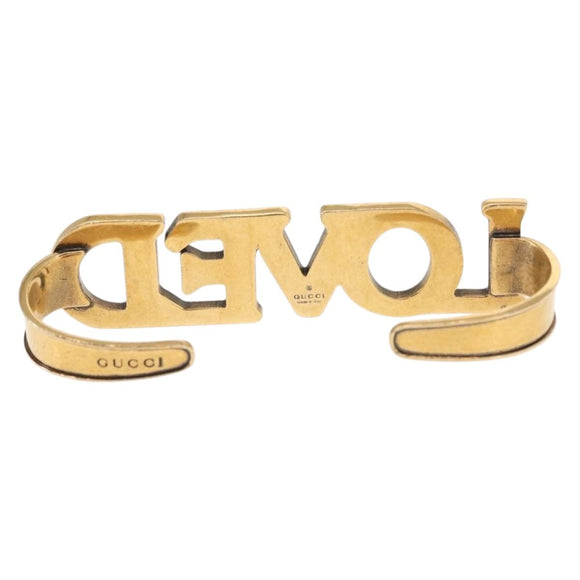 GUCCI Palm Cuff metal Gold Auth 148157