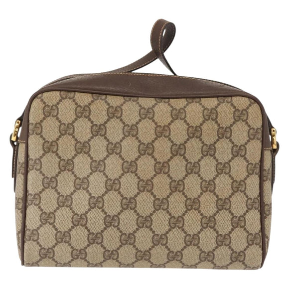 GUCCI GG Supreme Web Sherry Line Shoulder Bag PVC Beige Gold Auth 148158