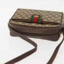 GUCCI GG Supreme Web Sherry Line Shoulder Bag PVC Beige Gold Auth 148158-6