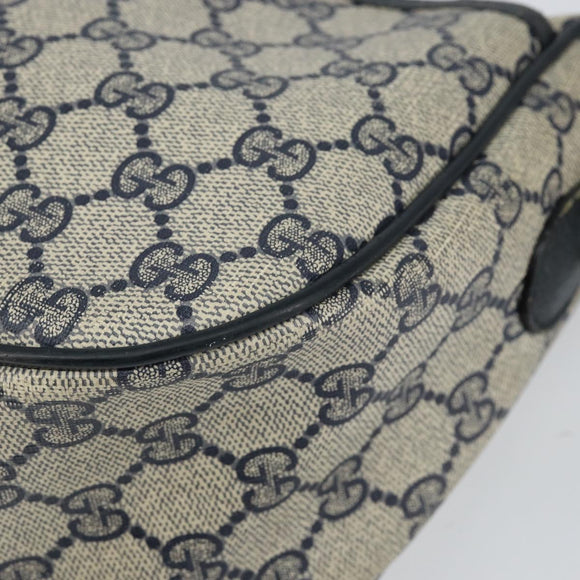 GUCCI GG Supreme Sherry Line Shoulder Bag PVC Navy Gold 89 02 077 Auth 148160