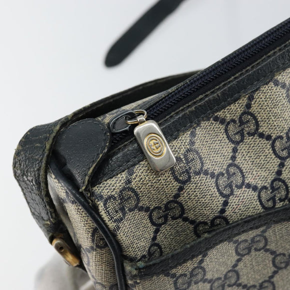 GUCCI GG Supreme Sherry Line Shoulder Bag PVC Navy Gold 89 02 077 Auth 148160