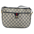 GUCCI GG Supreme Sherry Line Shoulder Bag PVC Navy Gold 89 02 077 Auth 148160-2