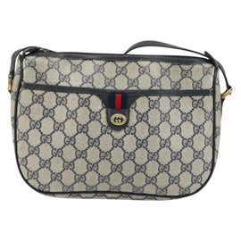 GUCCI GG Supreme Sherry Line Shoulder Bag PVC Navy Gold 89 02 077 Auth 148160 - 0