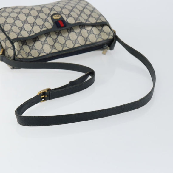GUCCI GG Supreme Sherry Line Shoulder Bag PVC Navy Gold 89 02 077 Auth 148160