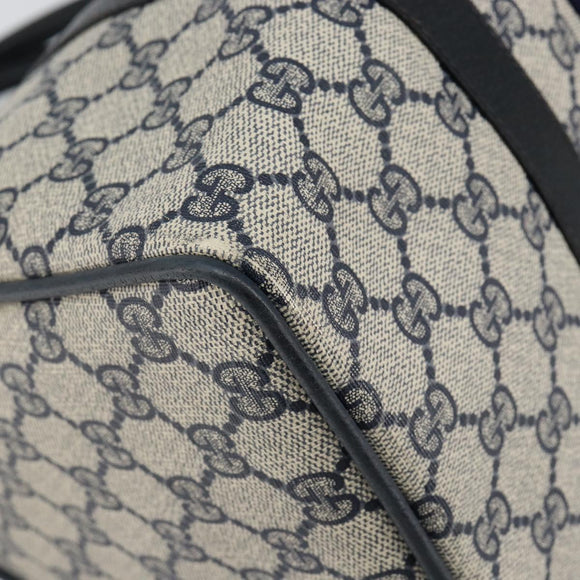 GUCCI GG Supreme Sherry Line Boston Bag PVC Navy Gold Red Auth 148161